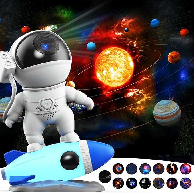 Galaxy Projector,13 in 1 Planetarium Astronaut Space Star Projector for Bedroom,Starry Night Light Projector with Solar System Constellation Moon for Kids,Home Theater,Ceiling,Living Room Decor