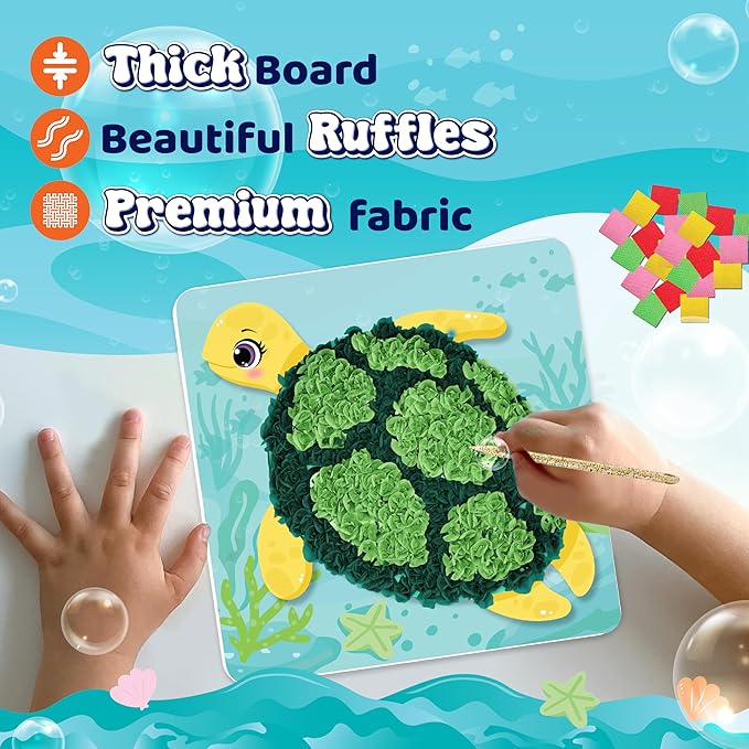 jackinthebox Poke Poke Art – Ocean Theme, Mess-Free Fabric Art and Craft, Flower Pressing Kits, Gift for Kids, Toys for Girls and Boys Ages 4 5 6 7 8