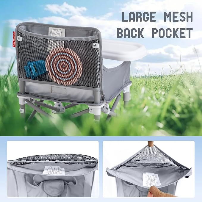 Tiny Marvels Portable 3-in-1 Baby Chair – Cozy Toddler Chair, Baby Seat with Tray, Booster Seat – Compact, Foldable, Safe with Child Safety Belt Carry Bag – Perfect for Travel & Family Time