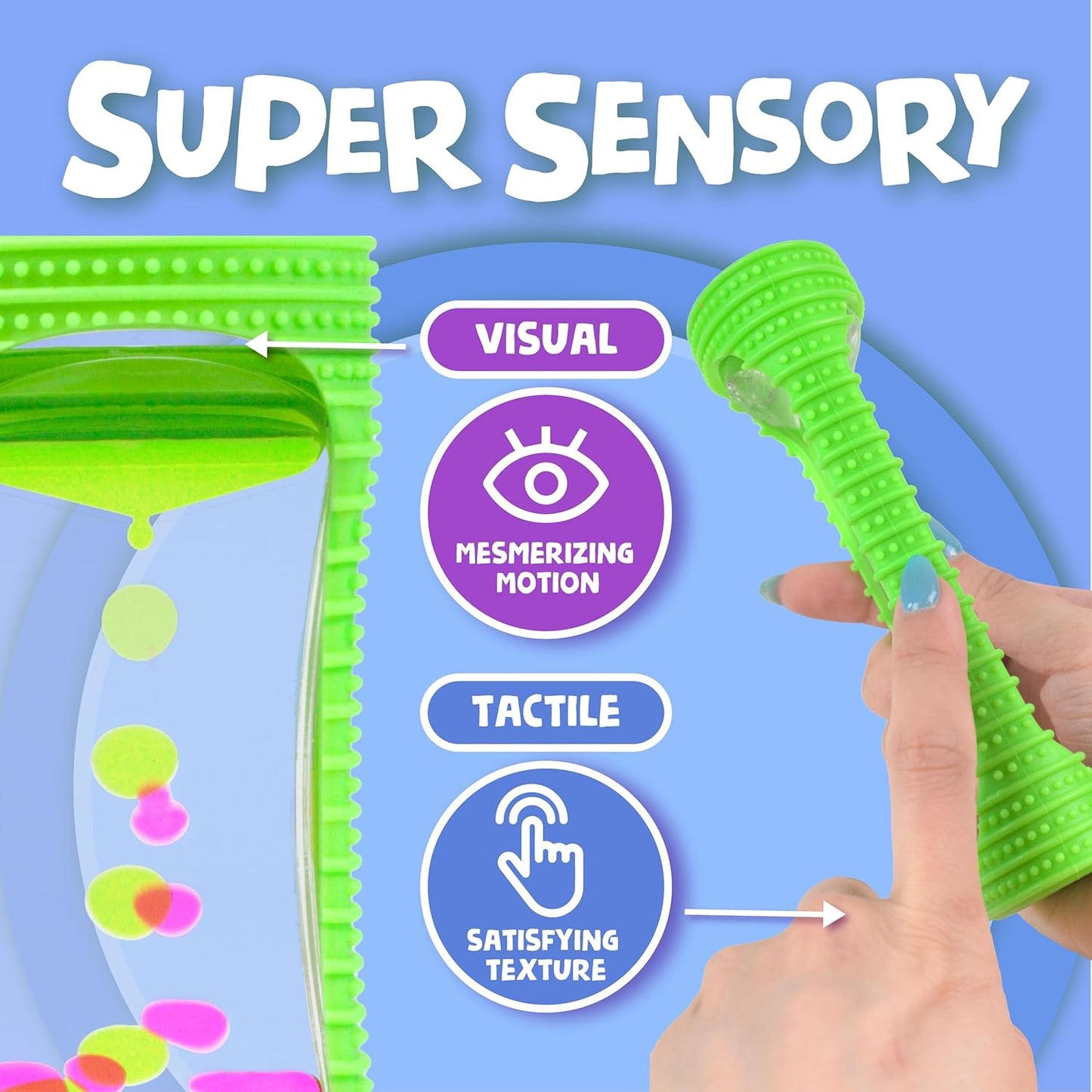 BUNMO Liquid Motion Bubbler with Sensory Texture - Liquid Timer - Bubble Timer - Liquid Motion Sensory Toys for Autism, Calming & Sensory Exploration - Kid Sensory Bottles Tubes - Small Green