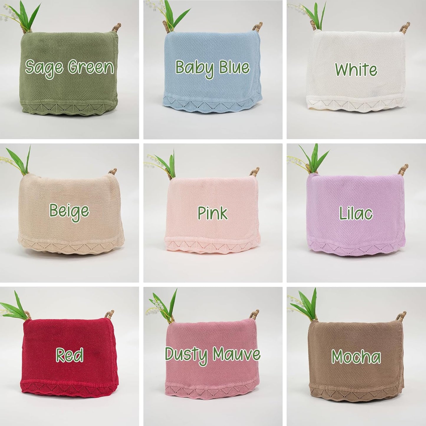 Custom Embroidered Baby Blanket, Personalized Knitted Cotton Blanket with Name for Newborn Boys and Girls, Personalized Infant Swaddle Gift