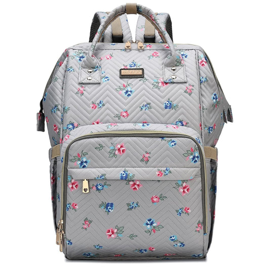 Diaper Bag Backpack for Women, Baby Bags for Girls,Diaper Bag with Changing Pad, and Insulated Pockets-Grey Flowers
