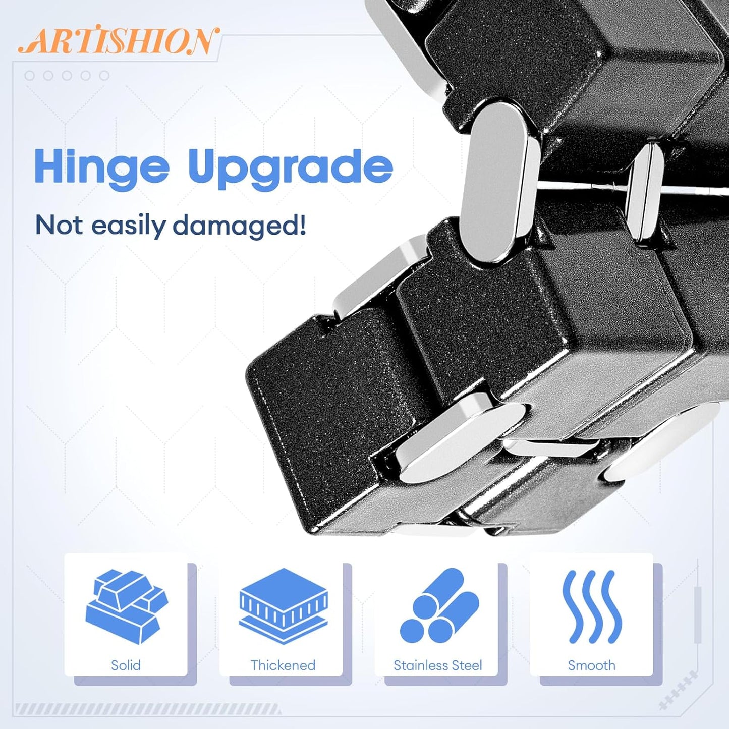 Fidget Cube, Zinc Aolly Metal Infinity Cube Fidget Desk Toy, Punk Style Design with Exquisite Case, Durable and Heavy Cool Gadgets, Adult Fidget Toys for Alleviate Stress and Anxiety(Black)