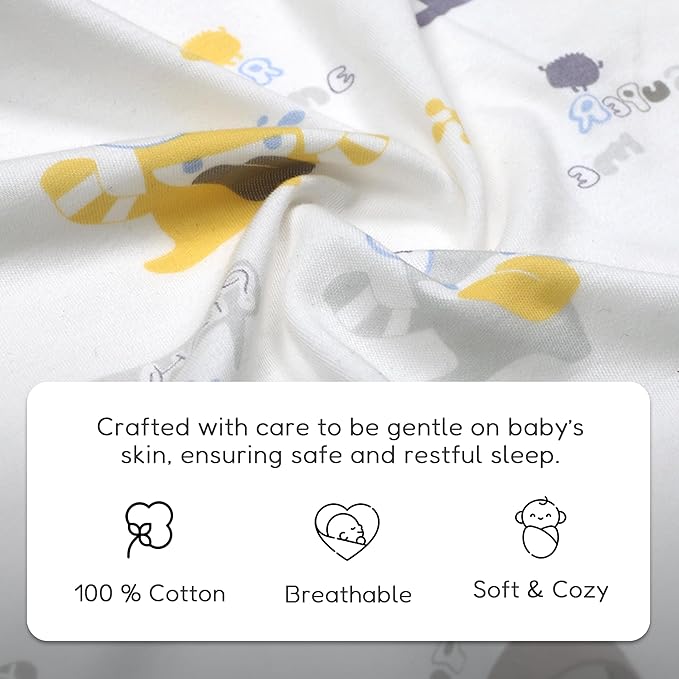 Baby Swaddle Sleep Sack, nursery essentials, easy night time diaper change 100% Cotton, (Medium, Baby Monster)
