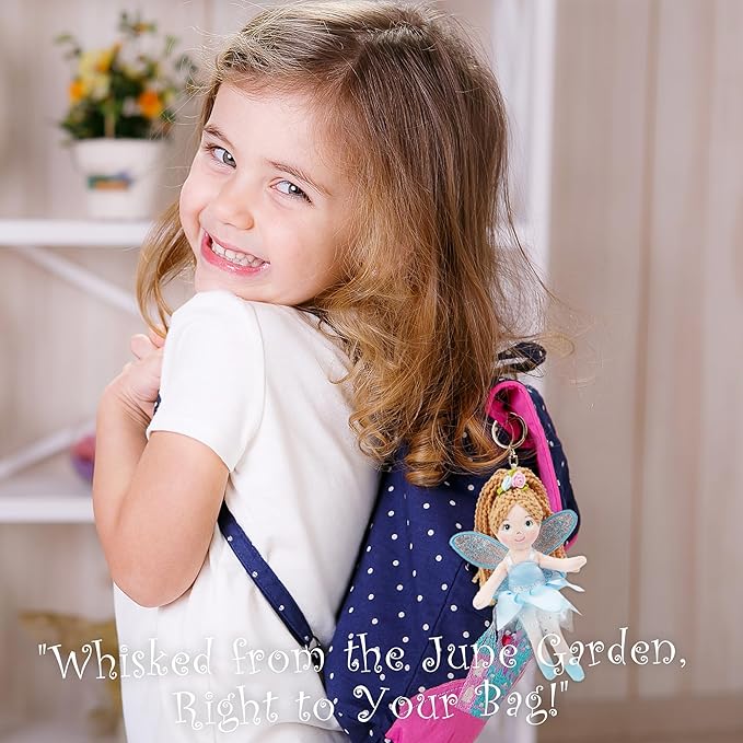 June Garden 7" Enchanted Garden Fairy Doll Nixie - Plush Soft Keychain - Bag Charm Gift for Girls - Green
