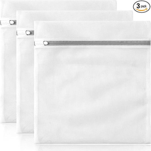 3 Pack XXL Mesh Laundry Bags by MDSXO- Large Jumbo Durable Delicates Bag for Washing Machine for Jackets, Curtains, Jeans 24 * 24 inch [3 Pack]