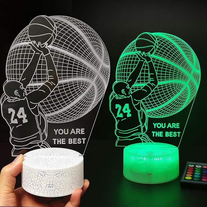 Basketball Mood Light for Fans, 3D LED Basketball Lamp Illusion, Gifts for Boys, Unique Room Decor,16 Colors Night Light with Remote Control Dimmable