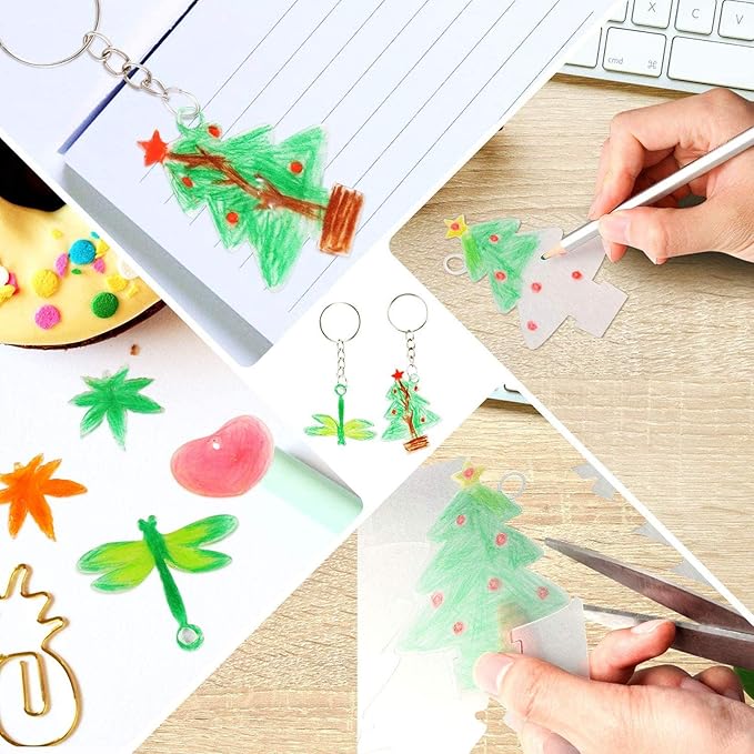 24 PCS Shrink Plastic Sheets, Shrinky Art Paper Shrink Film Sheets for Kids Creative Craft, Create Your Own Earrings, Necklace, Keychains(A5 Size)