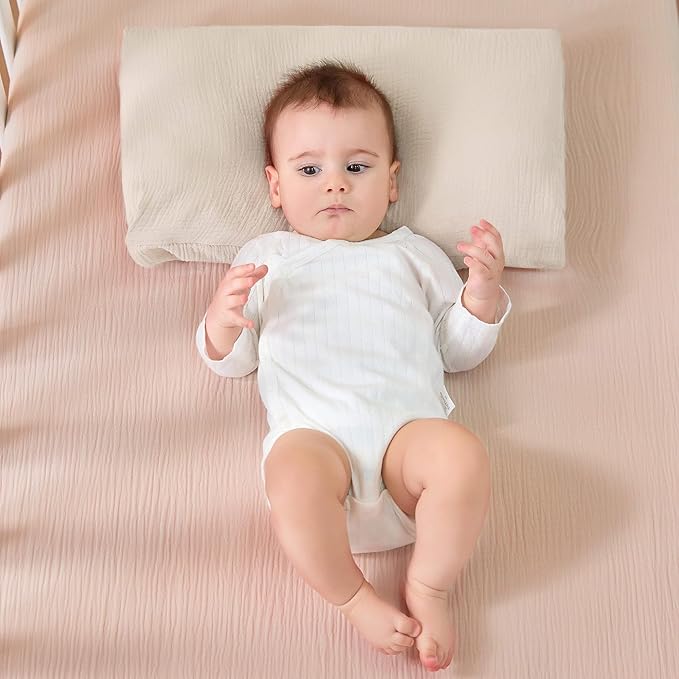 JELLYMONI 2 Pack Muslin Toddler Pillowcase for 13x18 Pillow, 100% Cotton Baby Pillow Case Cover for Bed, Toddler Cot and Travel, Soft & Breathable Baby Kids Envelope Pillowcase, No Pillow