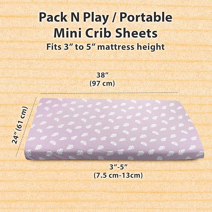 Bublo Baby 100% Organic Cotton 3 Pack and Play Sheets Fitted 38x24 – Soft Breathable Mini Crib Mattress Sheets for Baby, Portable Crib Sheets for Playpen or Travel Crib