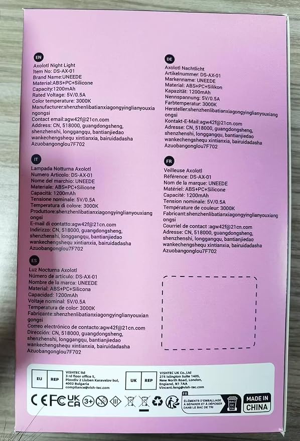 UNEEDE Blue Axolotl Night Light for Kids, Animal Silicone Nursery Night Lamp, Rechargeable Table Lamp, Cute Room Decor Night Light for Bedroom, Living Room, Dining, Desk Decorations, Gift