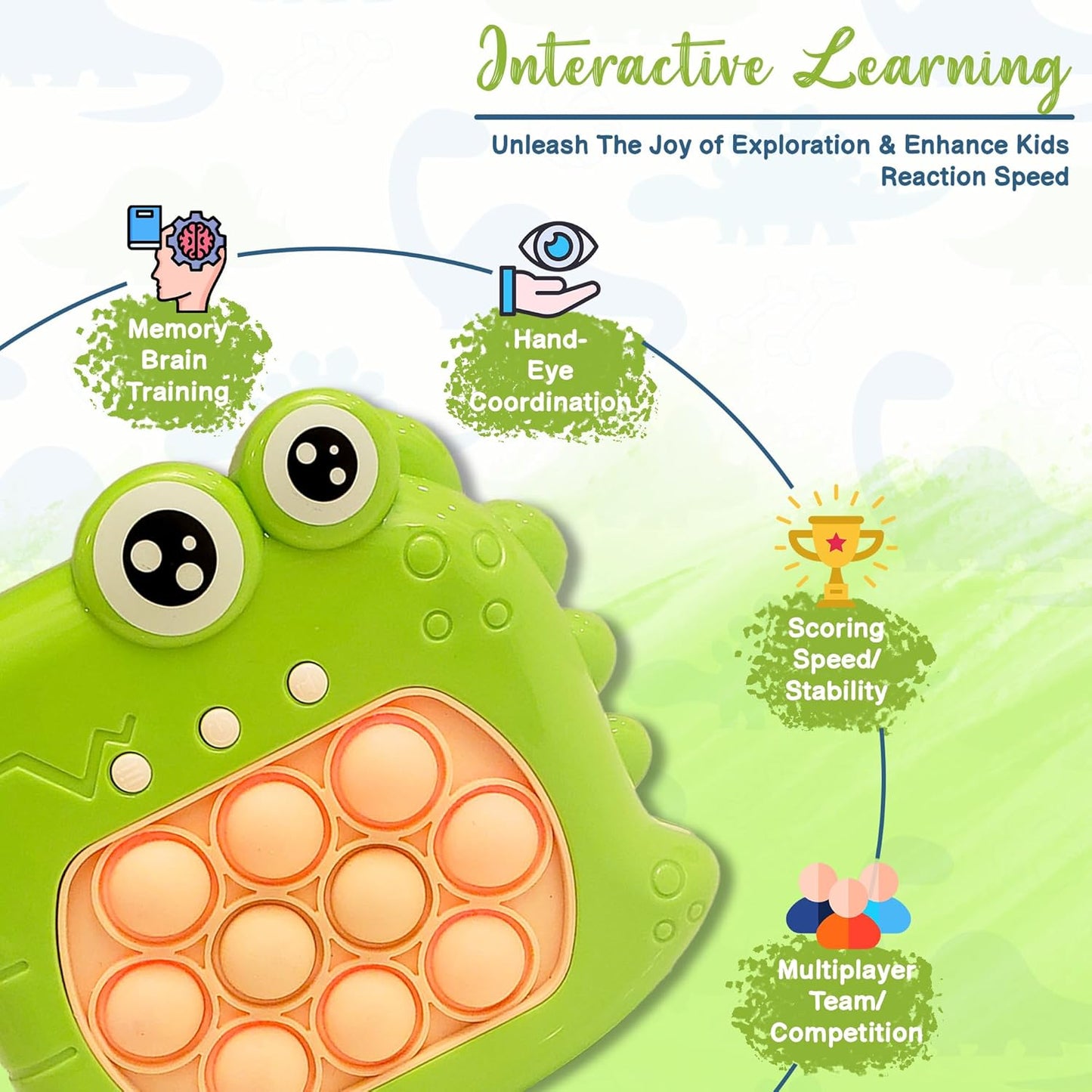 T-rex Quick Push Pop Game It Fidget Toys Pro for Kids Adults, Handheld Game Fast Puzzle Game Machine, Push Bubble Stress Toy, Party Favors, Birthday Gifts for Boys and Girls (T-rex)