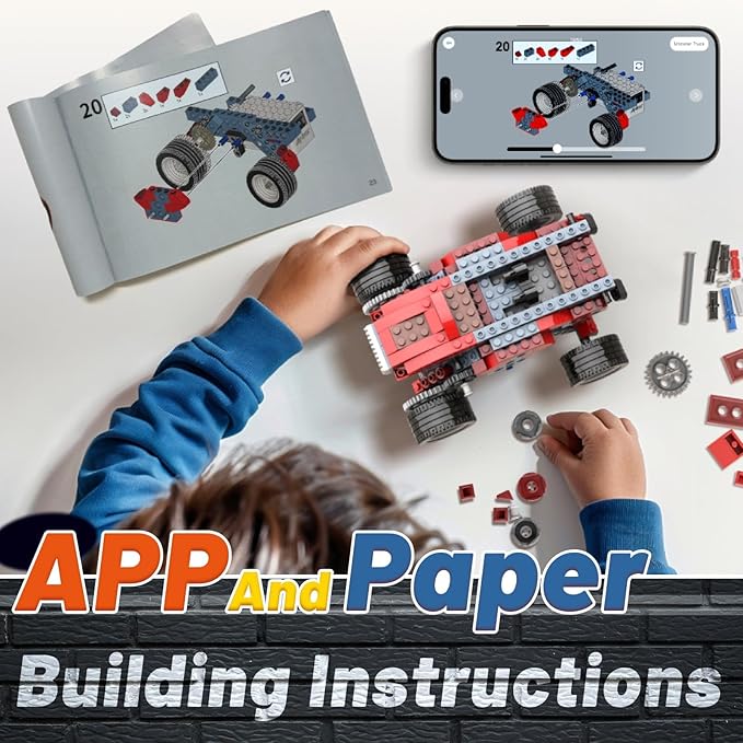 Robot B STEM Kits - Includes Large Storage Organizer, 8 in 1 Electric Monster Truck Building Toys for Kids 6-8 8-10, Educational Construction Science Kit for Boys 6-12 Christmas Birthday Gift