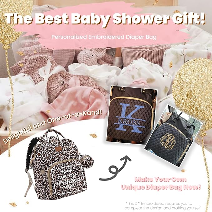 Diaper Bag Backpack with Changing Pad, Pacifier Case, Baby Bag for Boy Girl Toddler - Large, Stylish, Waterproof Travel Quilted Diaper Bag for Mom - Baby Shower - Cheetah