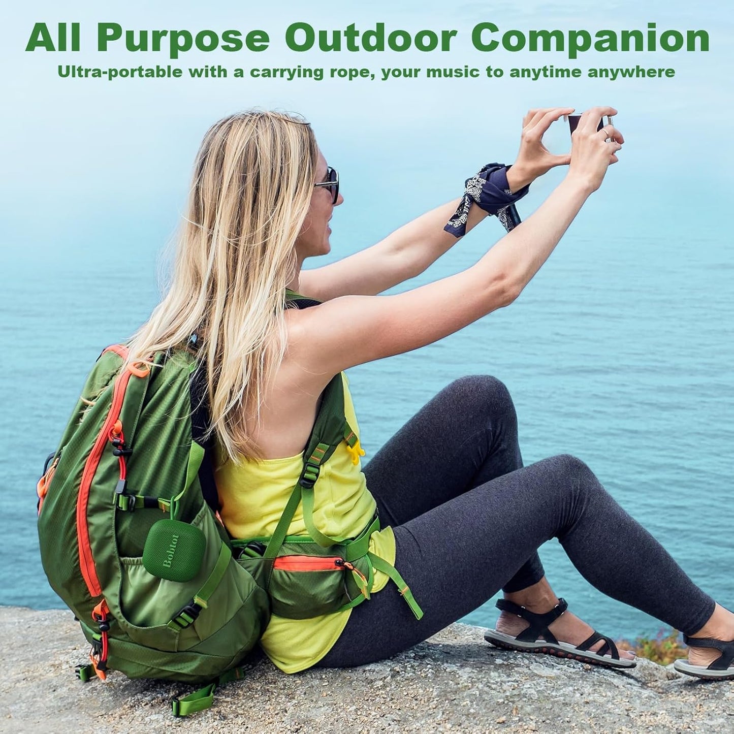 Bobtot Portable Bluetooth Speakers Wireless - IPX7 Waterproof Mini Shower Speaker with 16 Hours Playtime, Loud Stereo Sound, Rich Bass, TWS, Built-in Mic, Small Size for Travel Sport, Green