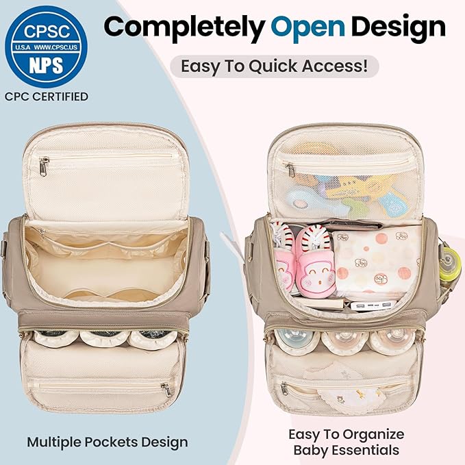 4 in 1 Convertible Diaper Bag Backpack,Waterproof Baby Diaper Bag with Changing Pad,Converts into Baby Tote Bag,Diaper Backpack,Stroller Bag and Crossbody Diaper Bag