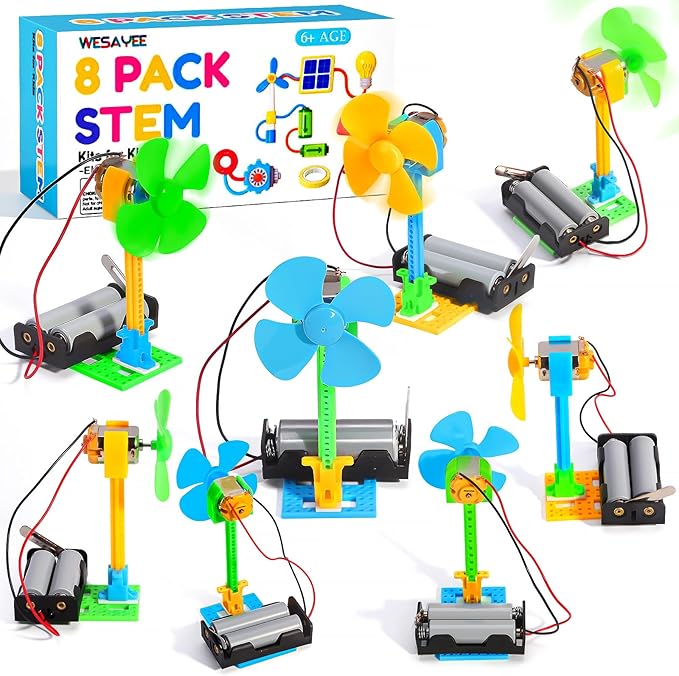 Bulk STEM Kits - 8 Set Electrical Fans, Girls Boys Crafts Science Kits for Kids Age 8-12, STEM Toys for Boys 6-8 8-10 6 7 8 10 12 13 Classroom, Engineering Activities Experiments Projects Circuit