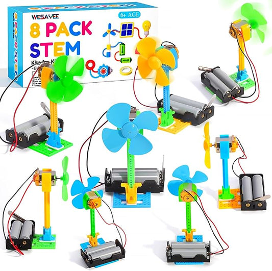 Bulk STEM Kits - 8 Set Electrical Fans, Girls Boys Crafts Science Kits for Kids Age 8-12, STEM Toys for Boys 6-8 8-10 6 7 8 10 12 13 Classroom, Engineering Activities Experiments Projects Circuit