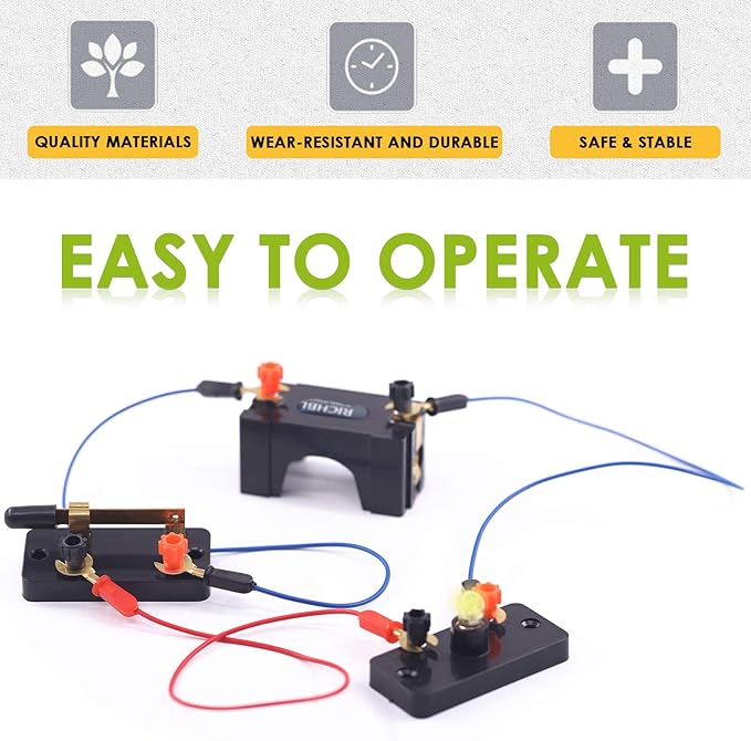 Keadic 20Pcs Physics Electronic Science Experiment Kit Includes Single Pole Single Throw Switches, Circuit Wire, D Battery Holder, DIY Practice Circuit Experiment Parallel Series Circuit for School