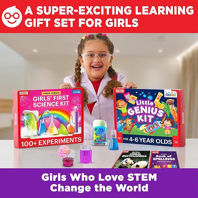 Doctor Jupiter Ultimate Gift Set for Girls| Set of Girl’s First Science Kit, Little Genius Kit for 4-6 Year Olds| Girl Birthday Gifts| STEM Learning & Education Toys for Kids Ages 4,5,6