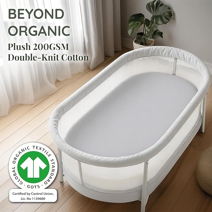 SNOO Compatible GOTS Organic Bassinet Sheets - Aegean Heritage Turkish Cotton 200 GSM - Feel The Quality at First Touch - Halo Bassinet / 100% Cotton SNOO Smart Sleeper Mattress (2 Pack) Boy & Girl