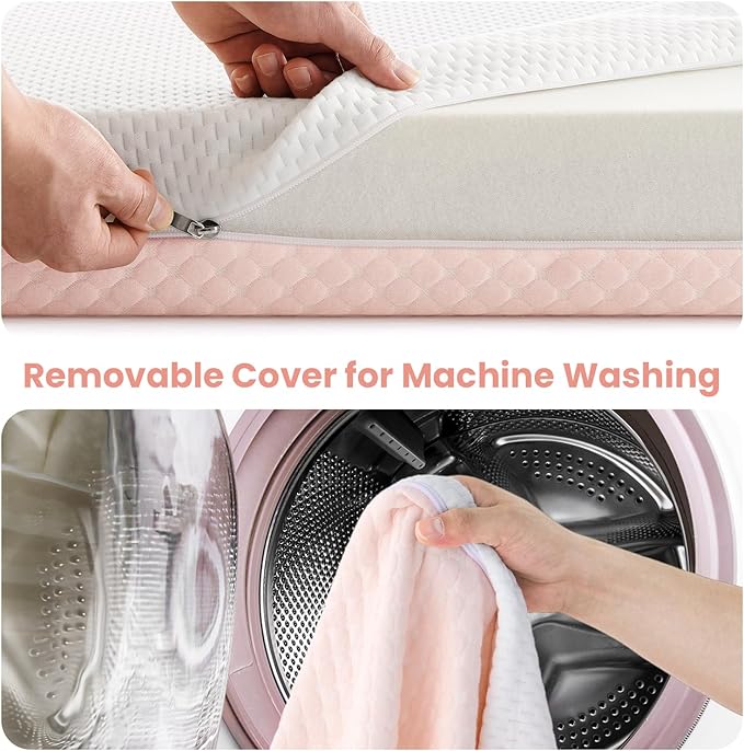 Mini Crib Mattress, 38x24X4 Inch Dual Sided Comfort Gel Memory Foam, Breathable Premium Baby Mattress for Mini and Portable Cribs w/Removable Outer Cover - White&Pink