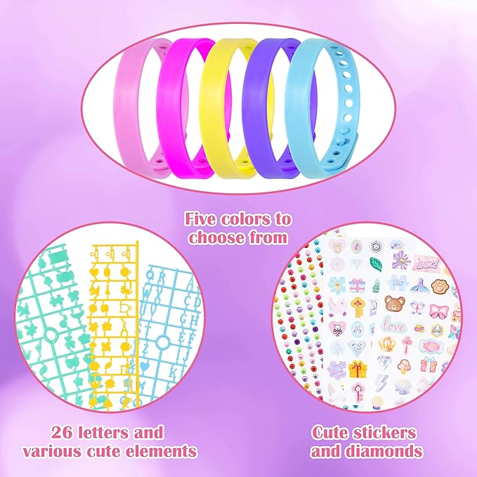 Arts and Crafts for Kids,12 PCS DIY Friendship Bracelet Making Kit for Girls, Kids Bracelet Making Kit for 4-12, Bracelets for Girls with Charm & Sticker, Jewelry Making Birthday Gift for Ages 5 6 7 8-12