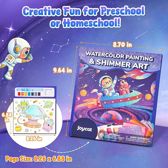 JoyCat Paint with Water Coloring Books, Art & Craft Activity, No Mess Art for Kids Ages 4-8, Craft Kits & Supplies, DIY Creative Activity, Presents for Girls & Boys (Space)