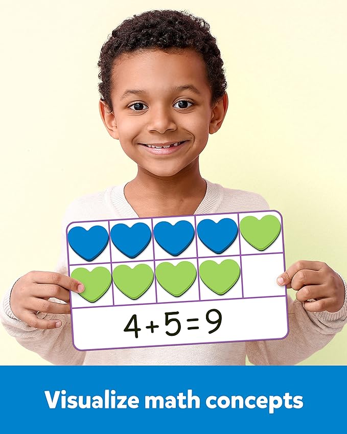 Coogam Magnetic Ten Frame Set, Math Manipulative Games for Kids with 6 Ten Frames 60 Magnetic Math Counters, Montessori Educational Toy Gift for Preschool Kindergarten 3 4 5 Year Old Toddlers