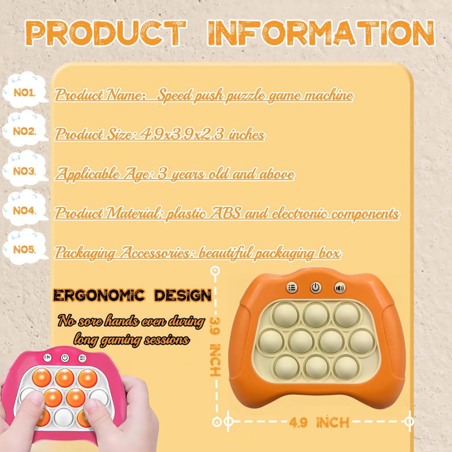 2Pcs Pop Electronic Game,Light Up Pop Game,Fast Push Game for Children Adults,4 Modes Games Fidget Sensory Toys ,Handheld Games Gift Idea for Kids Teens Boys Girls Ages 3-12 Years Old & Up (2)