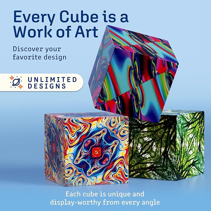 Shashibo Shape Shifting Box - Award-Winning Fidget Toy w/ 36 Rare Earth Magnets - Fidget Cube Transforms Into Over 70 Shapes, Sensory Toy Gift for Kids, Teens, and Adults (Spaced Out)