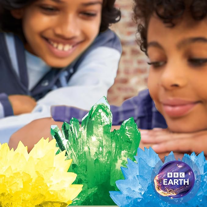 BBC Earth Science of Crystal Growing, Grow 3 Dazzling Crystals, Includes Display Case, Powdered Paints, Learning Guide, Crystal Growing Kit, STEM Toys, Kids Science Kit, STEM Kits For Kids Age 12-14
