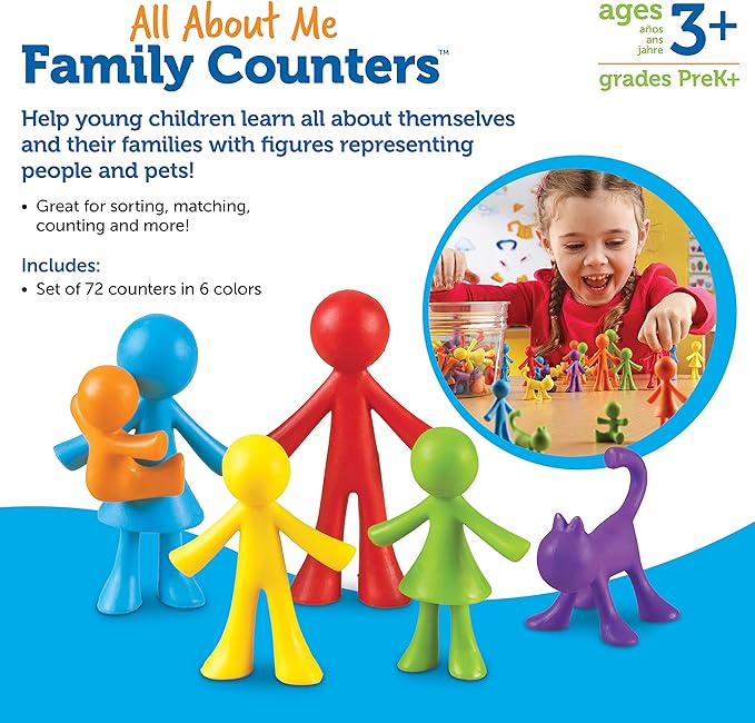 Learning Resources All About Me Family Counters - Toddler Sensory Toys, Preschool Activities, Classroom Must Haves, Math Manipulatives, Social Emotional Games, Fine Motor Skills, Color Sorting