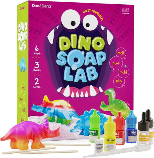 Dan&Darci Dino Soap Making Kit for Kids, Dinosaur Science Toys Kits, Gifts for Kid All Ages, DIY Activities Craft - Art Crafts Gift Set for Boys and Girls Age 3 4 5 6 7 8 12 Year Old Boy