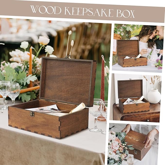 AW BRIDAL Mr and Mrs Wedding Keepsake Box Large for Couples, Wooden Engraved Memory Boxes with Lids, Bridal Shower Gifts for Bride, Engamement Gifts for Engaged Couple, Storage and Decorative Chest