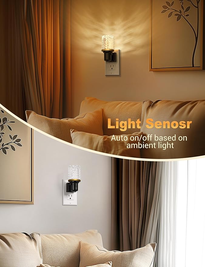 JandCase LED Night Light, Dimmable Night Lights Plug into Wall, Modern Nightlight with Auto On Off Light Sensor, 3000K Soft White Night Light 0-100LM Brightness for Bathroom Hallway Bedroom Decor