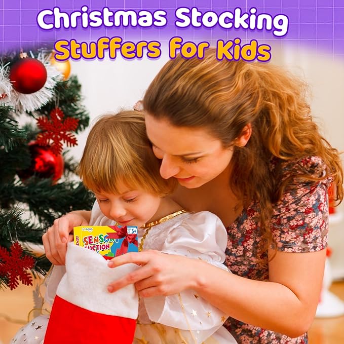 Sensory Fidget Toys Kids Adults: 24 Pack Textured Suction Toys for Autism Kids Calming - Sensory Stickers for Anxiety Relief - Fidget Strips for Classroom Desk - Gifts Christmas Stocking Stuffers