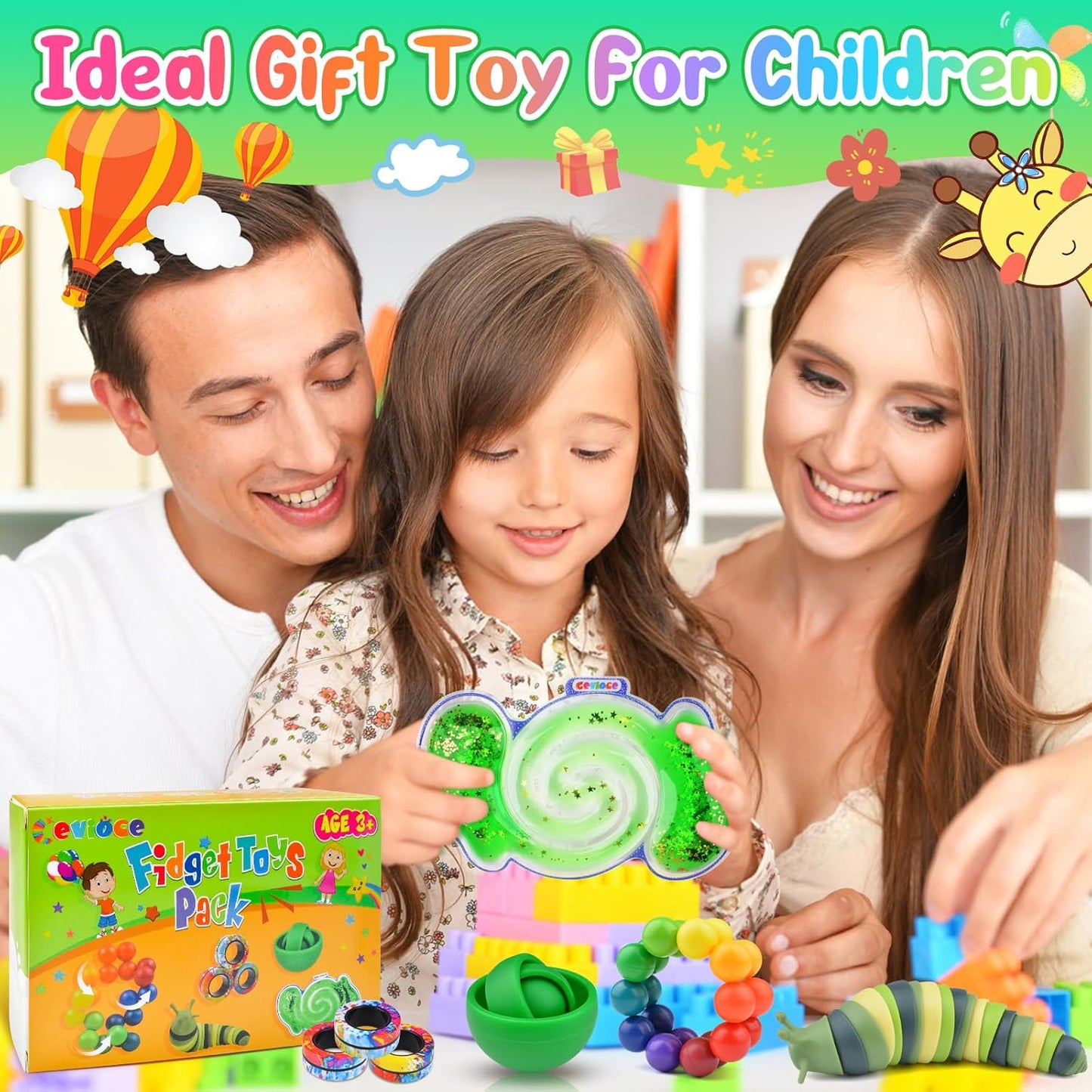 Cevioce Sensory Toys 5 Pcs Fidget Toys Bulk,Christmas Basket Stuffer Present Party Favors,Autism Sensory Toys for Autistic Children,Toddler Stress Relief Toy for Boys Toddlers Girls Teens for Age 3+