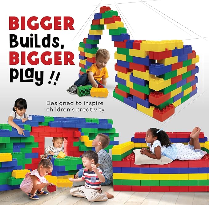 Large Building Blocks for Kids Ages 3-8 – 432 Piece Mega Set – Indoor & Outdoor STEM Toy for Boys & Girls