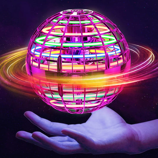 Flying Orb Ball (Pink, 2025 Upgraded) with Dazzling Lights, Magic Hover Spinner, Boomerang Drone, Floating Cosmic Globe, Kids Outdoor Toys for 6 7 8 9 10 Year Old Boys Girls
