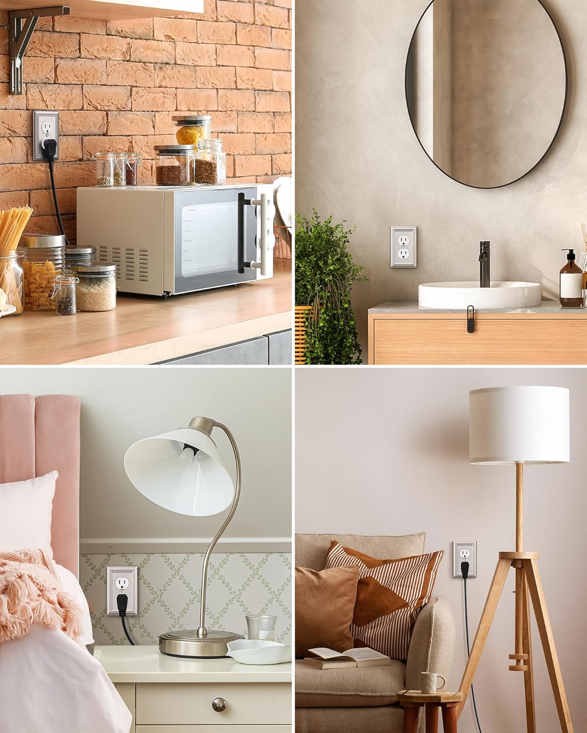 DEWENWILS 8-Pack Duplex Wall Plate, Metal Wall Outlet Cover for Receptacle, Light Switch, Brushed Nickel