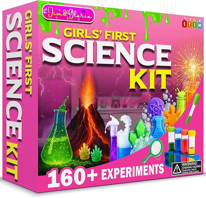 Jim&Gloria Science Kits for Kids Age 5-7 8-12 Year Old Birthday Gifts for Girls, Craft Supplies, Learning & Educational Toys, Stem Toys, Chemistry Set, Science Experiments for Kids Volcano Projects