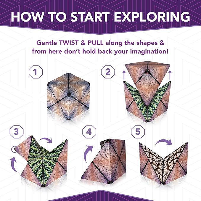 Duomoto Magnetic Transforming Cube - Shape Shifting Double Creativity Puzzle w/ 96 Rare Earth Magnets - Transforms Into Over 100 Shapes - by Fun in Motion Toys - Creators of Shashibo & Cubendi