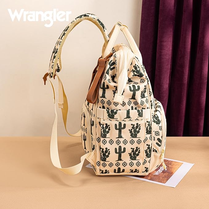 Montana West Wrangler Diaper Bag Backpack Aztec Travel Backpack Purses Western Multi-Function Baby Bags for Mom with Waterproof Insulated Pockets