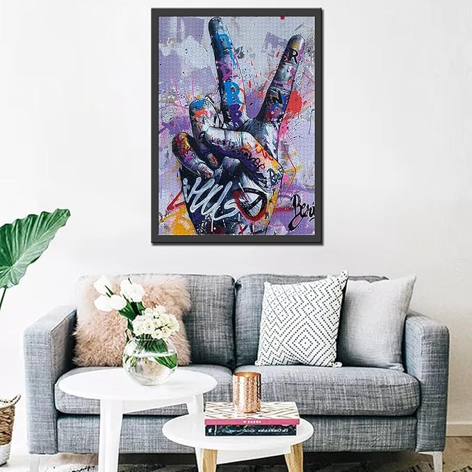 1000 Piece Street Graffiti Jigsaw Puzzle Colorful Doodle Happy Gestures Jigsaw Puzzles for Adults Challenging Family Activity Games Colorful DIY Puzzle for Home Decor Gifts for Friends 20 x 27