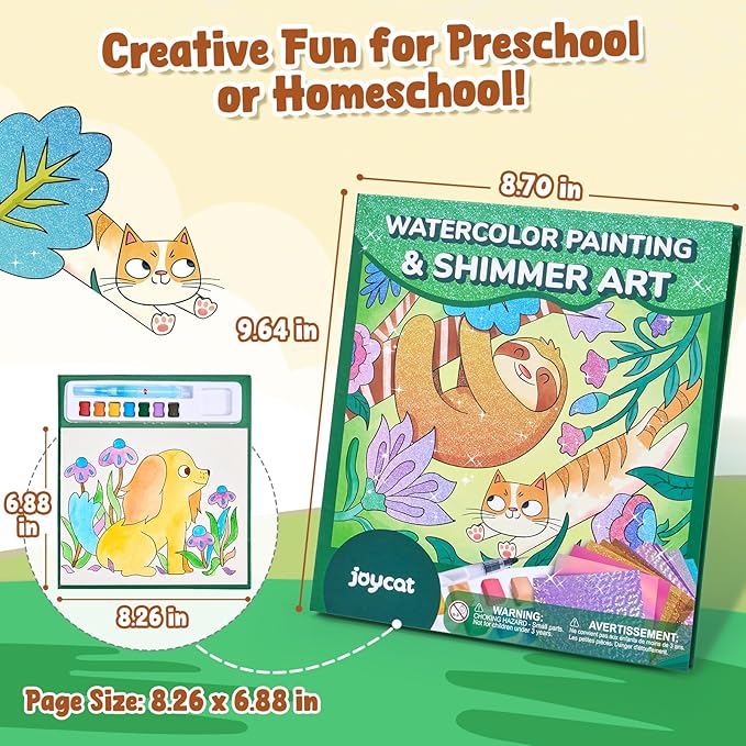 JoyCat Paint with Water Coloring Books, Art & Craft Activity, No Mess Art for Kids Ages 4-8, Craft Kits & Supplies, DIY Creative Activity, Presents for Girls & Boys (Animals)