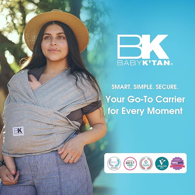 Original Baby K'tan Baby Carrier: #1 Easy Pre-Wrapped, Soft, Slip-On, No Rings, No Buckles | 5 in 1 Baby Sling Gift | The Best Hands Free Infant Wrap | Heather Grey | X-Small