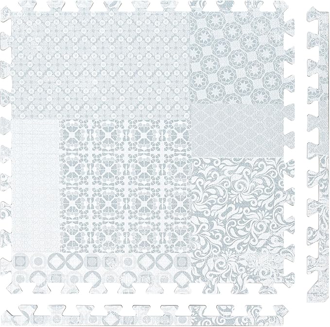 Popsykosy Premium Exercise & Baby Foam Play Mats - Stylish & Large Non-Toxic Puzzle Floor Mat - 6 Tiles - Spacious 6ft x 4ft - Peel-Resistant Reinforced Version - Soft, Thick, Waterproof -Totem Gray