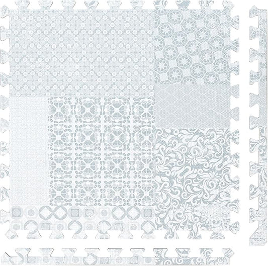 Popsykosy Premium Exercise & Baby Foam Play Mats - Stylish & Large Non-Toxic Puzzle Floor Mat - 6 Tiles - Spacious 6ft x 4ft - Peel-Resistant Reinforced Version - Soft, Thick, Waterproof -Totem Gray