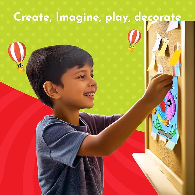 Kalakaram Pom Pom Picasso DIY Art & Craft Kit – Mess-Free Creative Activity for Kids, Pom Pom Craft & Activities, Gifts for Girls & Boys Ages 4, 5, 6, 7, 8, 9, Fun DIY Craft Kits for Children